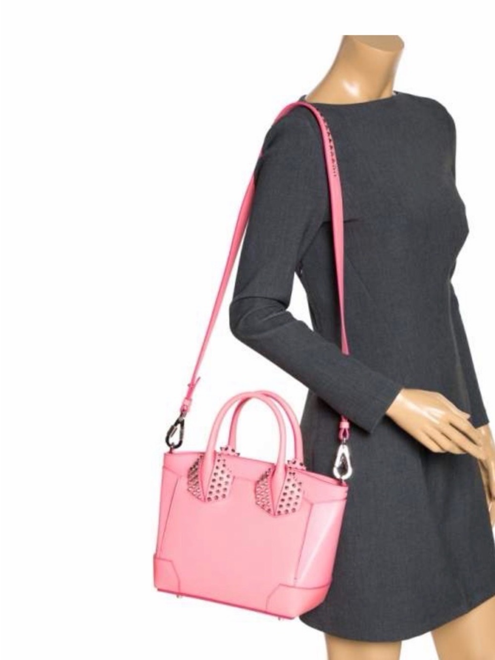 Christian Louboutin Pink Studded Women’s Leather Satchel NEW Full inclusion - Picture 4 of 11